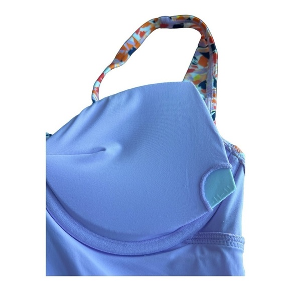 Anne Cole Orange Navy Retro TwistFront Underwire Tankini Swim size 34C/36B - Picture 10 of 15